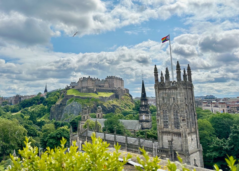 Edinburgh skyline with medico-legal expert witness consultation in progress